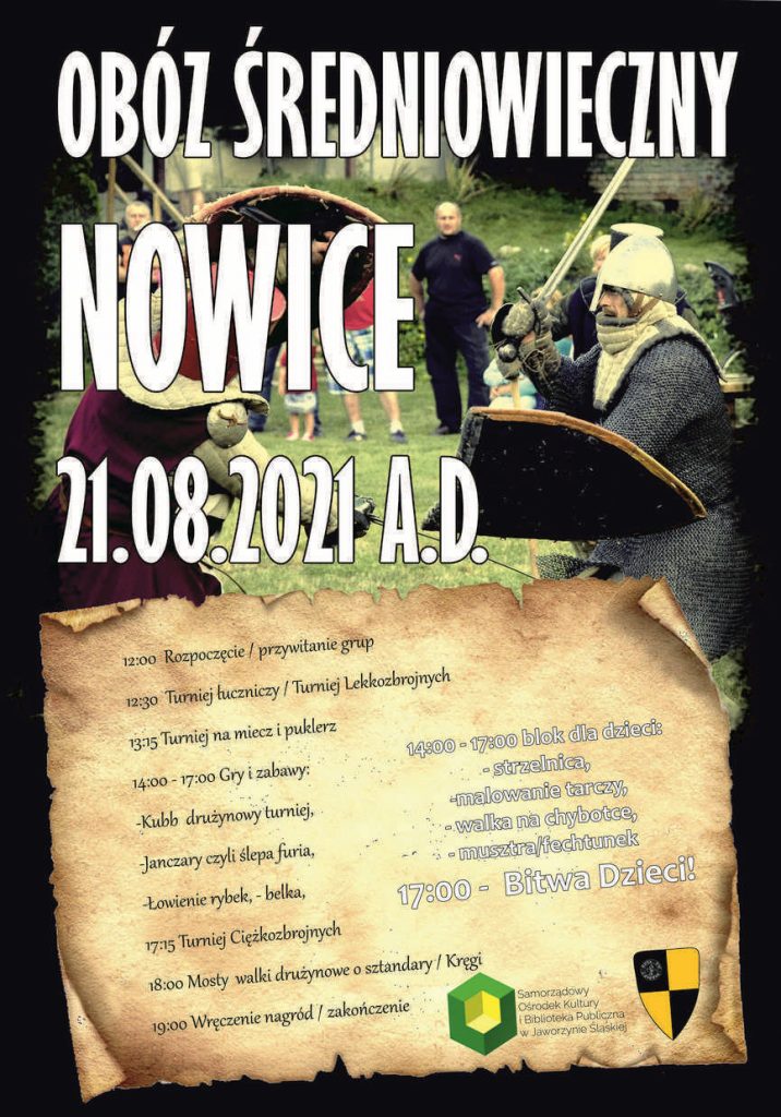 Plakat informacyjny Średniowieczny Obóz w Nowicach