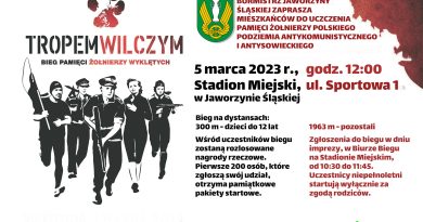 Bieg Tropem Wilczym w Jaworzynie Śląskiej plakat informacyjny
